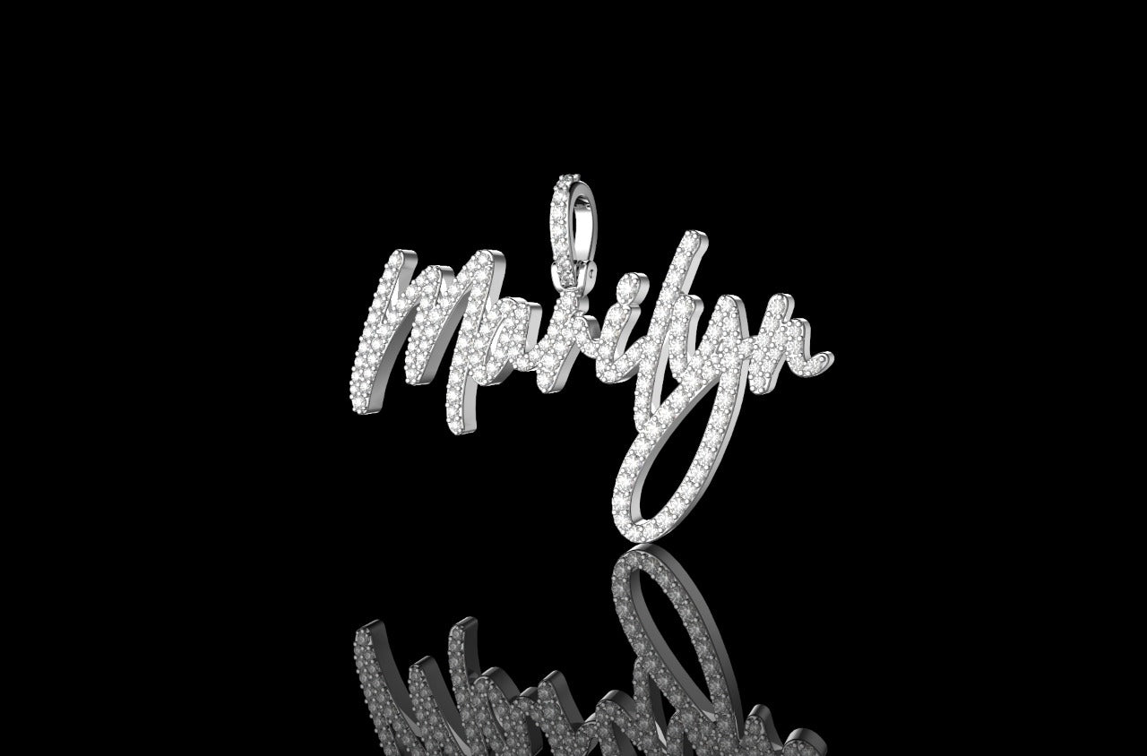 14K WHITE GOLD SINGLE LAYER CUSTOM "MARILYN" DIAMOND PENDANT