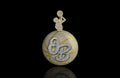 14k 2 tone yellow and white gold custom "ob" basketball diamond pendant