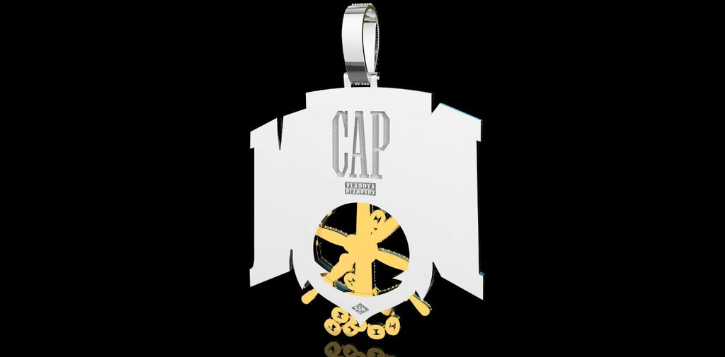 14K 2 TONE YELLOW AND WHITE GOLD CUSTOM "HATED THE BOTTOM" STYLE DIAMOND PENDANT