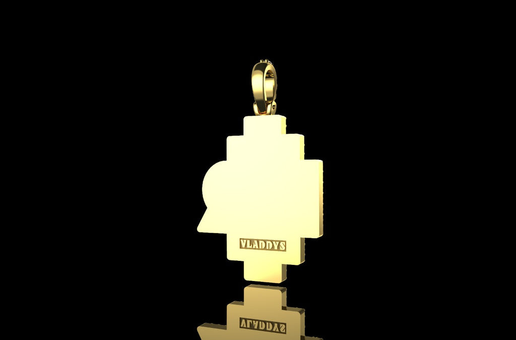 14k yellow gold double layer 3d custom "LIR" style diamond pendant