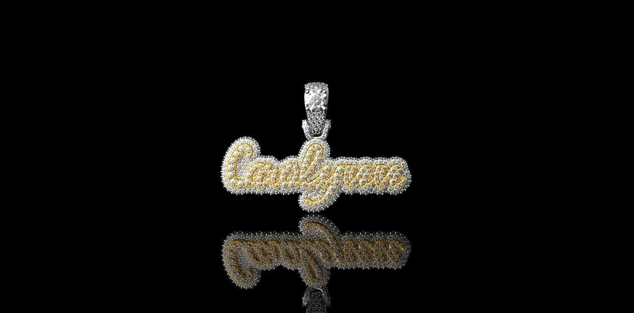 14K 2 TONE YELLOW AND WHITE GOLD DOUBLE LAYER CUSTOM "CAROLYNN" STYLE DIAMOND PENDANT