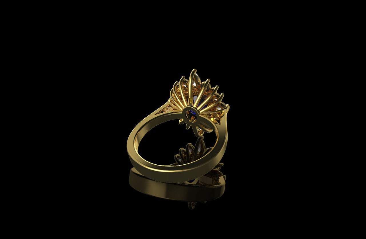 18k yellow gold custom purple amethyst oval shape diamond ring