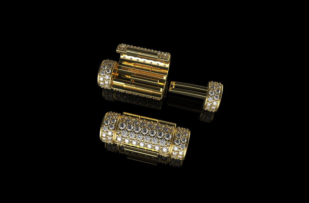 14k yellow gold custom made small diamond barrel lock