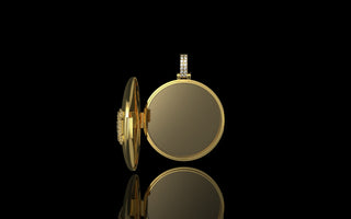 14k yellow gold double layer custom 3d round "kilian" style diamond picture pendant