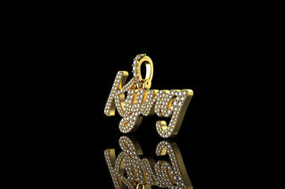 14k yellow gold custom 2 row "kyng" style diamond pendant