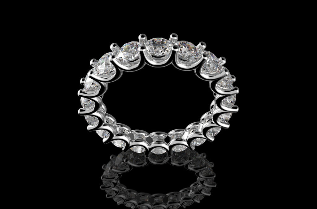 18k white gold diamond eternity band u-shape 4.14cts