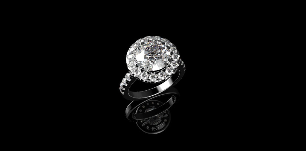 18k white gold round halo diamond engagement ring 5.00cts