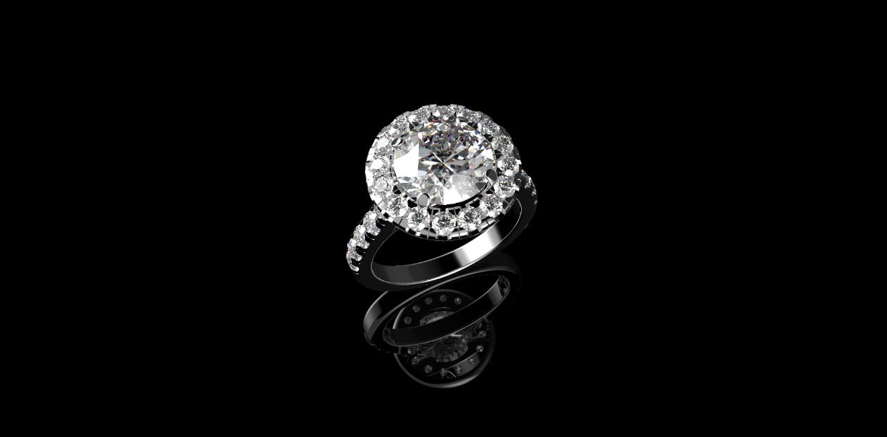 18k white gold round halo diamond engagement ring 5.00cts