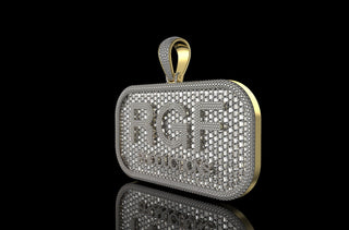 14k 2 tone yellow and white gold custom double layer "rgf" style diamond pendant