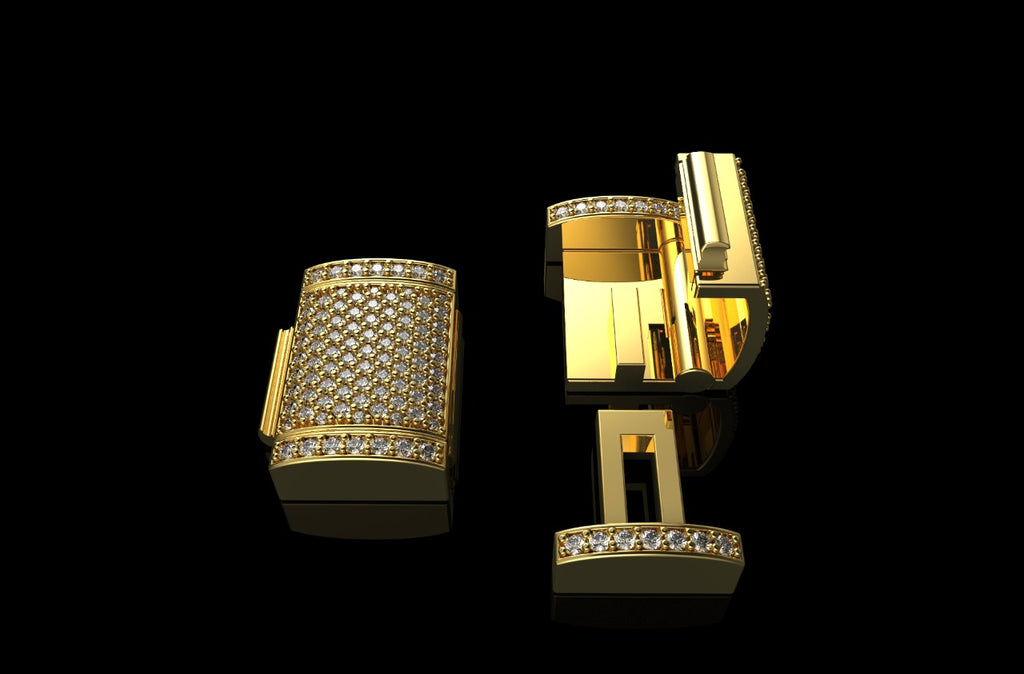 14k yellow gold custom extra small diamond lock flat