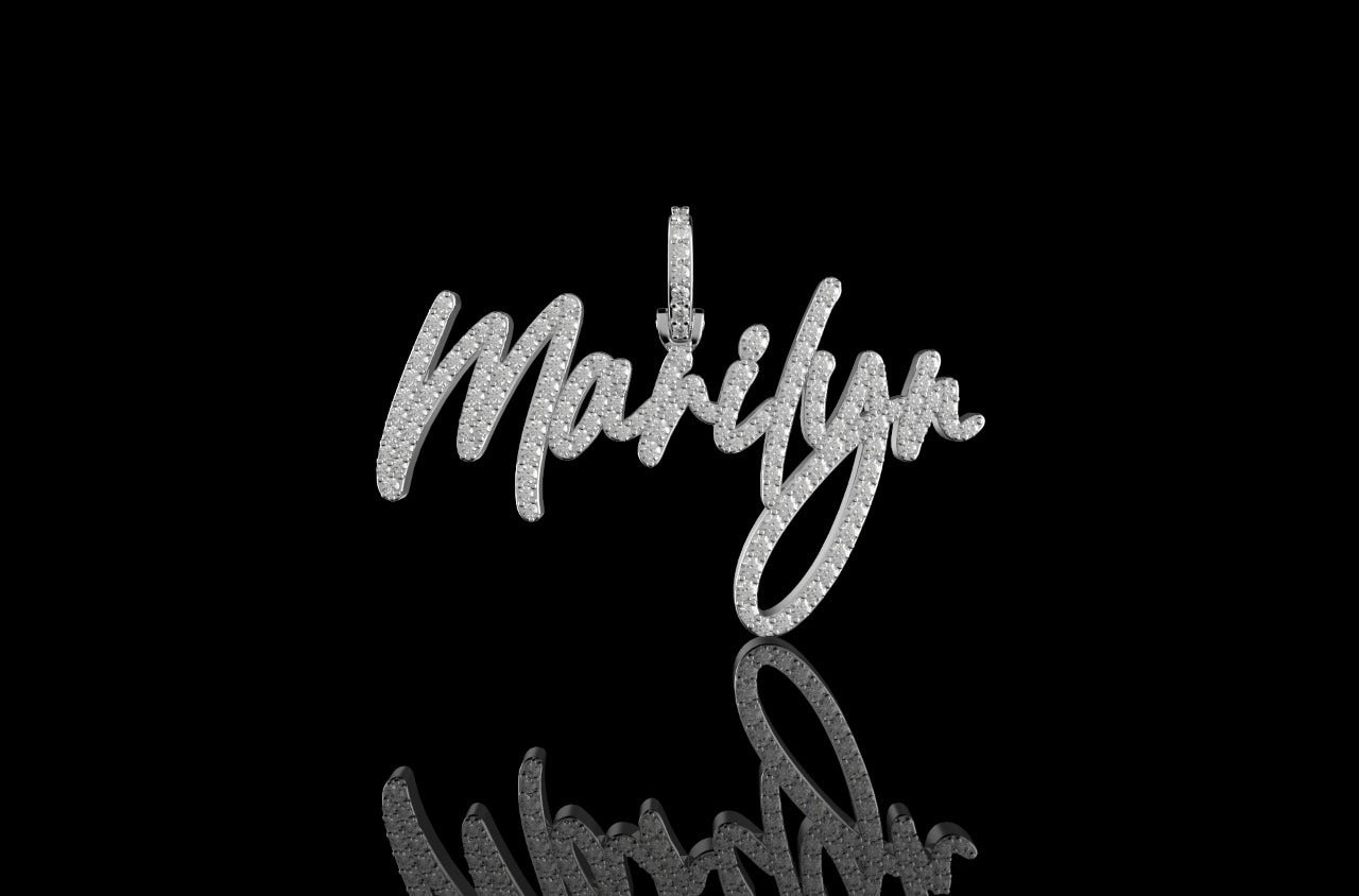 14K WHITE GOLD SINGLE LAYER CUSTOM "MARILYN" DIAMOND PENDANT