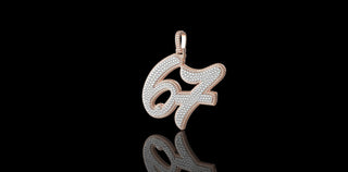 14k 2 tone white and rose gold double layer 67 style custom diamond pendant