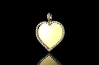 14k yellow gold Heart shaped diamond picture pendant