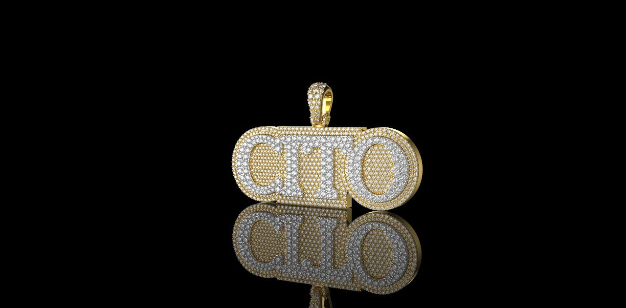 14K YELLOW AND WHITE GOLD CUSTOM "CITO" STYLE DIAMOND PENDANT