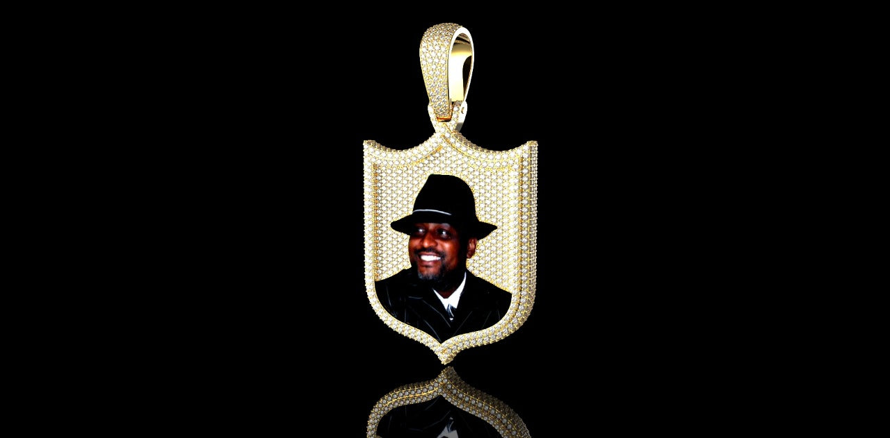 14K YELLOW GOLD CUSTOM DIAMOND SHIELD STYLE PICTURE PENDANT
