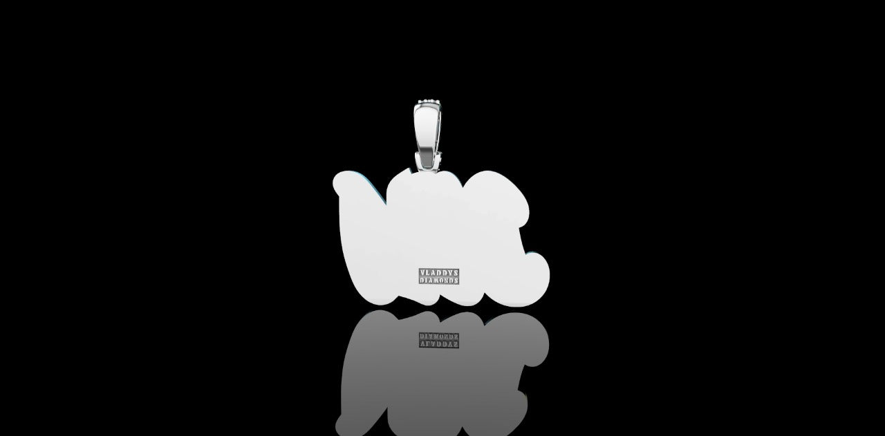 14k 2 tone white and yellow gold double layer "Delo" style custom diamond pendant
