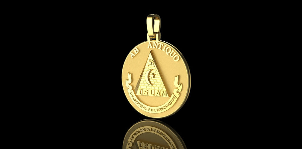 14K YELLOW GOLD CUSTOM 3D ISLAM PYRAMID PENDANT