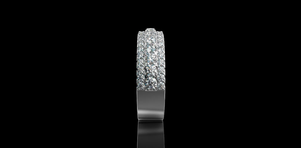 14k white gold mens 3 row diamond half way band 3.11cts