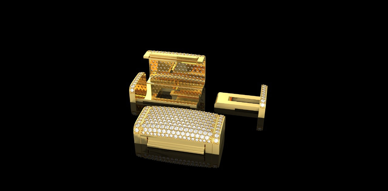 14K YELLOW GOLD CUSTOM MEDIUM DIAMOND LOCK