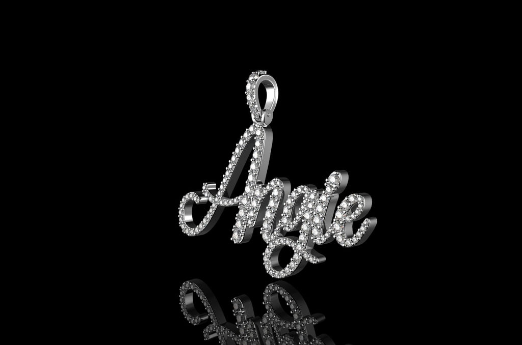 14k white gold custom "angie" style diamond pendant