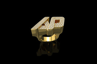 14k yellow gold custom 3d "AP" style diamond ring
