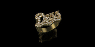 14K YELLOW GOLD CUSTOM "DESS" STYLE DIAMOND NAME RING
