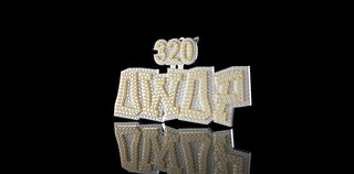 14K 2 TONE YELLOW AND WHITE GOLD CUSTOM "320 OWOP" STYLE DIAMOND PENDANT