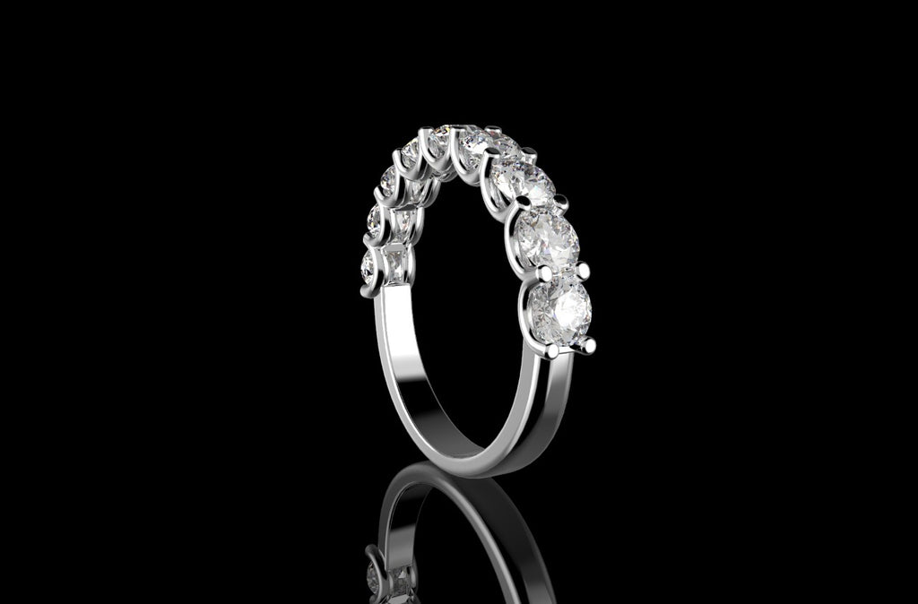 14k white gold 9 stone diamond wedding band 1.60cts