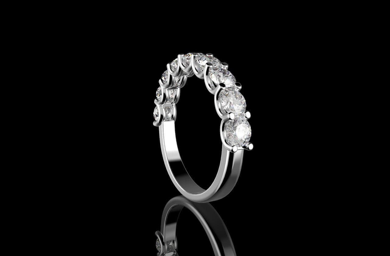 14k white gold 9 stone diamond wedding band 1.60cts