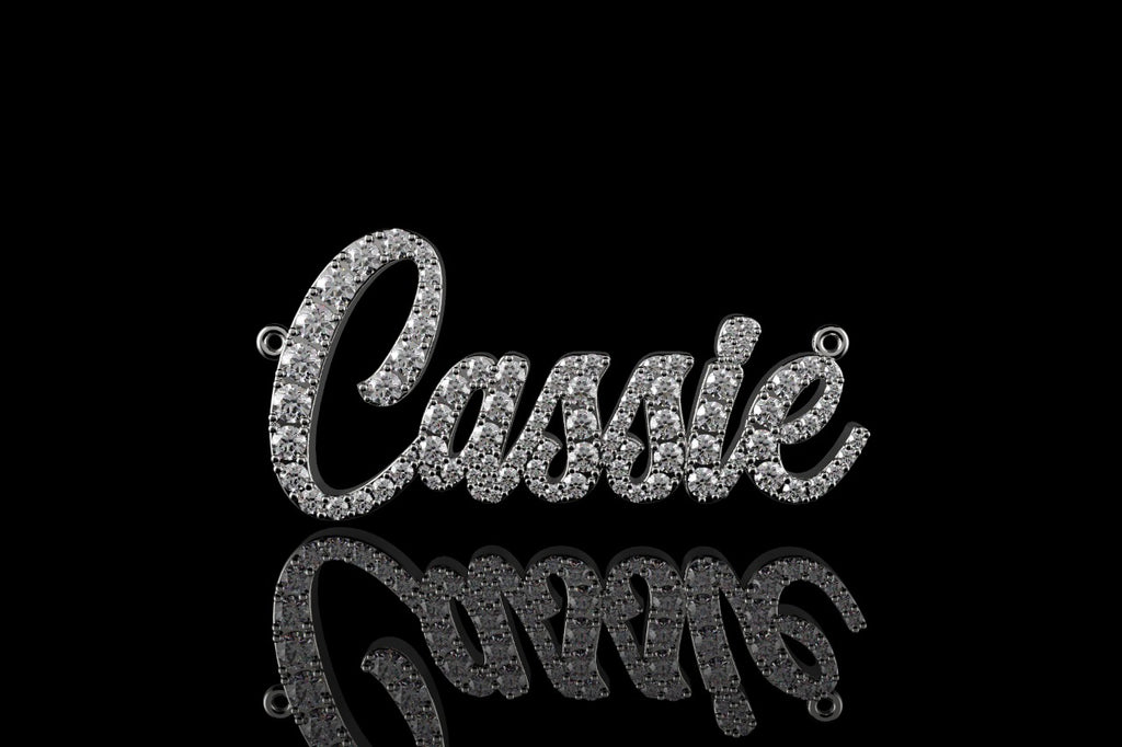 14k white gold custom "cassie" style diamond pendant