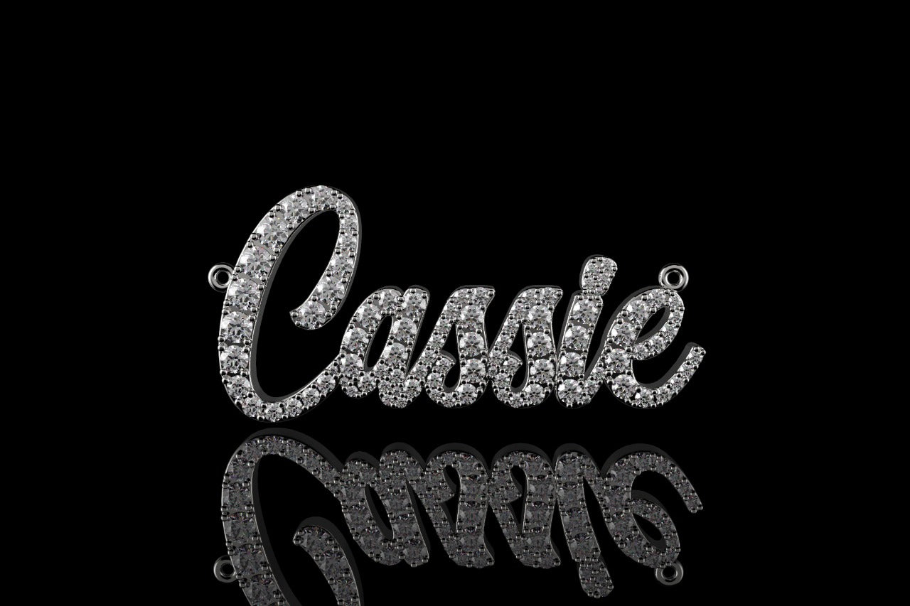14k white gold custom "cassie" style diamond pendant