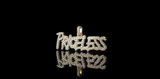 14K YELLOW GOLD "PRICELESS" STYLE CUSTOM DIAMOND PENDANT