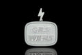 14k white gold "gas wars" style baguette diamond pendant