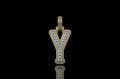 14k 2 tone yellow and white gold double layer initial Y diamond pendant