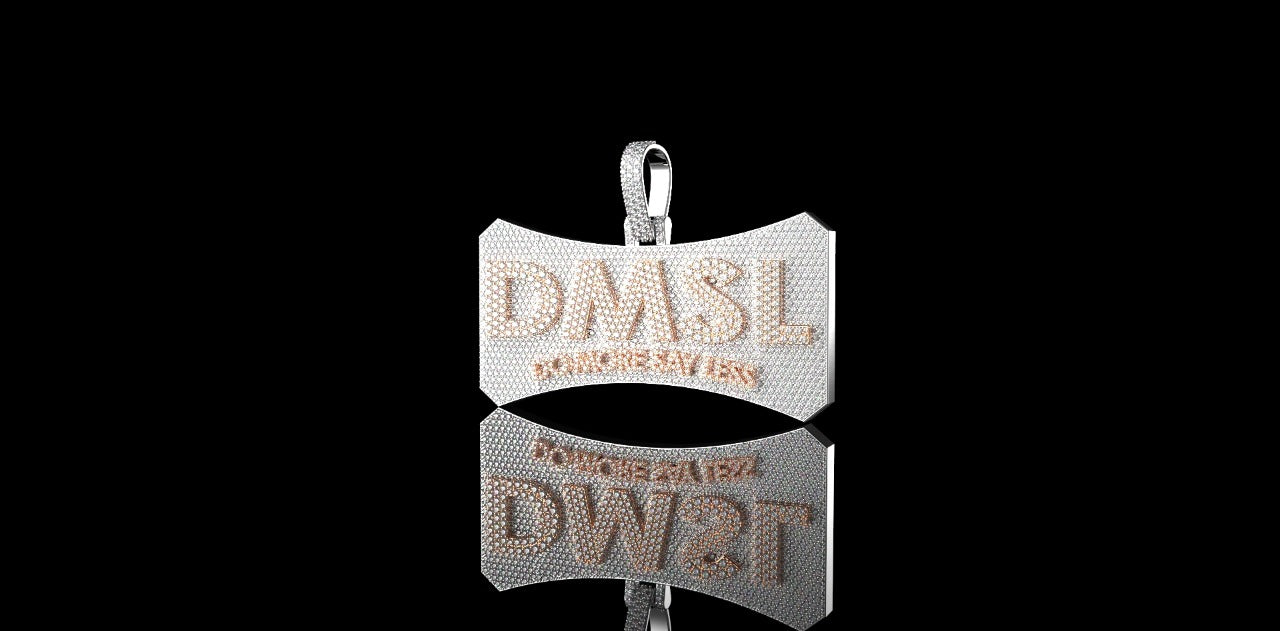 14K 2 TONE ROSE AND WHITE GOLD "DMSL" STYLE CUSTOM DIAMOND PENDANT