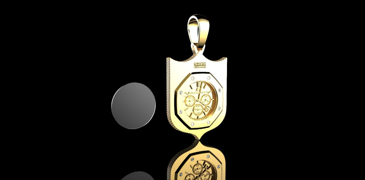 14K YELLOW GOLD CUSTOM DIAMOND SHIELD STYLE PICTURE PENDANT