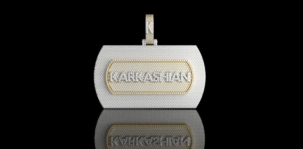 14K 2 TONE YELLOW AND WHITE GOLD "KARKASHIAN" STYLE CUSTOM DIAMOND PENDANT