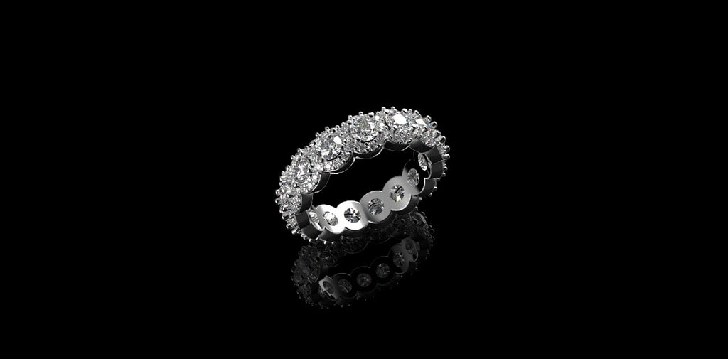 18K WHITE GOLD CUSTOM DIAMOND HALO ETERNITY BAND