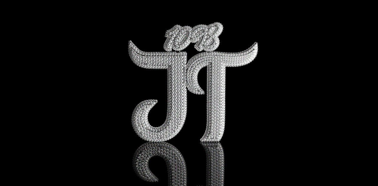 14K WHITE GOLD CUSTOM "1098 JT" STYLE DIAMOND PENDANT