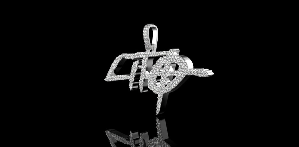 14K WHITE GOLD SINGLE LAYER "LITO" STYLE CUSTOM DIAMOND PENDANT