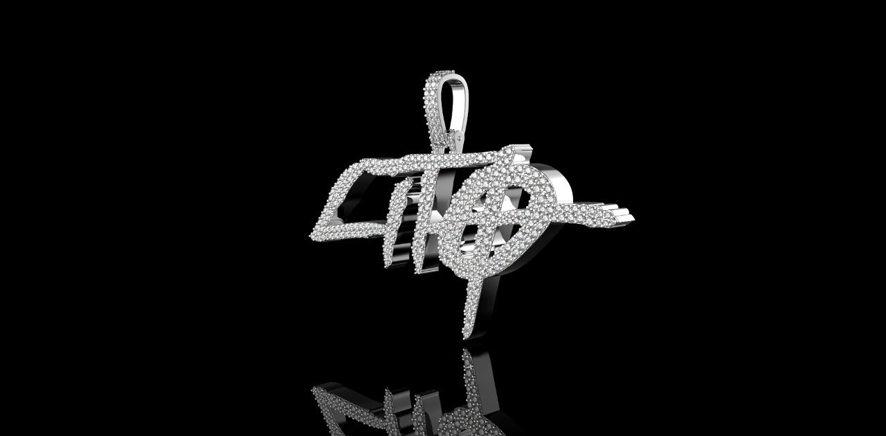 14K WHITE GOLD SINGLE LAYER "LITO" STYLE CUSTOM DIAMOND PENDANT