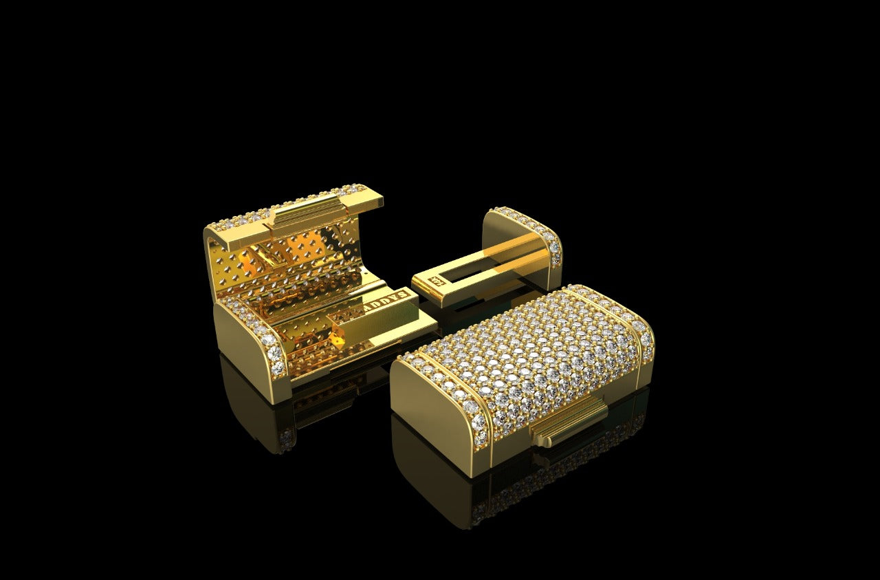 14k yellow gold custom made small diamond lock