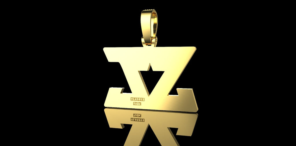 14K 2 TONE YELLOW AND WHITE GOLD CUSTOM "ZZ" STYLE DIAMOND PENDANT