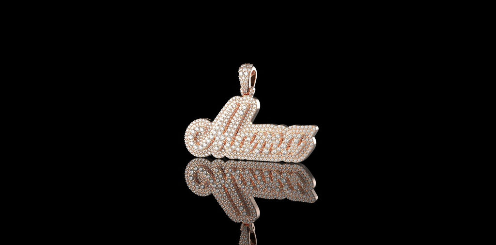 14K ROSE GOLD DOUBLE LAYER CUSTOM "MAMA" STYLE DIAMOND PENDANT