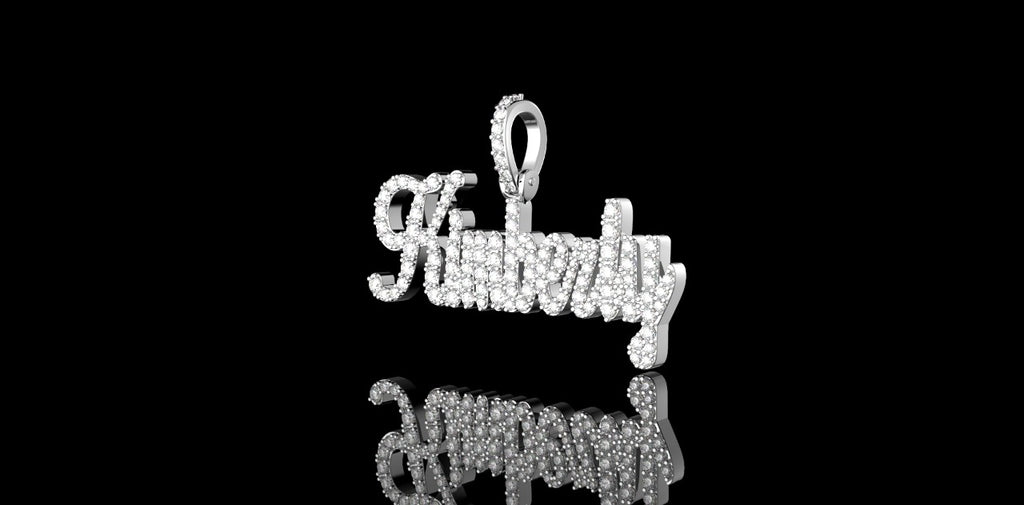 14K WHITE GOLD CUSTOM "KIMBERLY" STYLE DIAMOND PENDANT