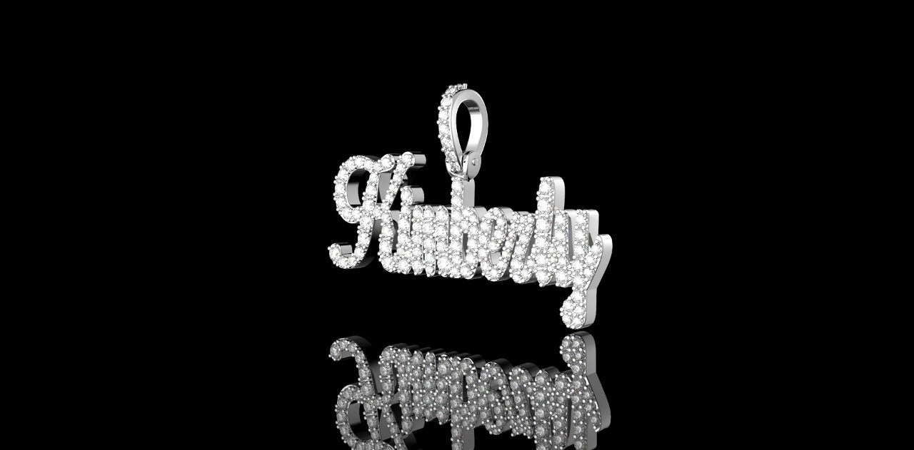 14K WHITE GOLD CUSTOM "KIMBERLY" STYLE DIAMOND PENDANT