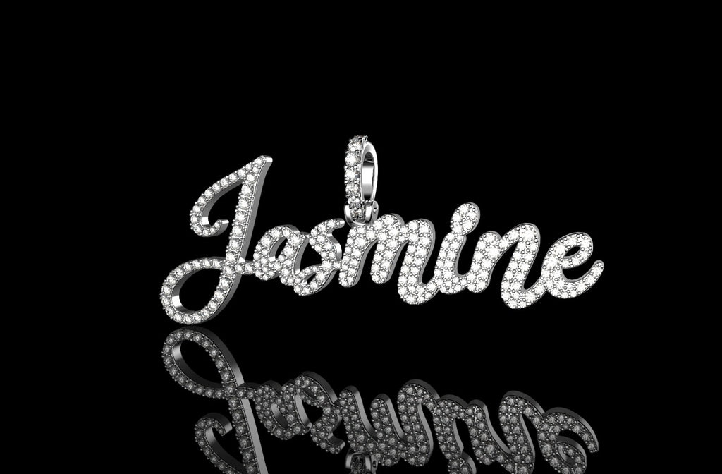 14k white gold custom "jasmine" style diamond pendant