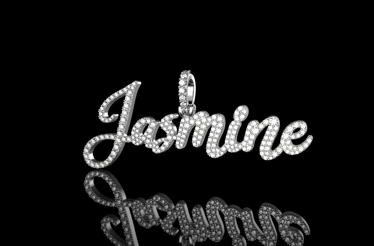 14k white gold custom "jasmine" style diamond pendant
