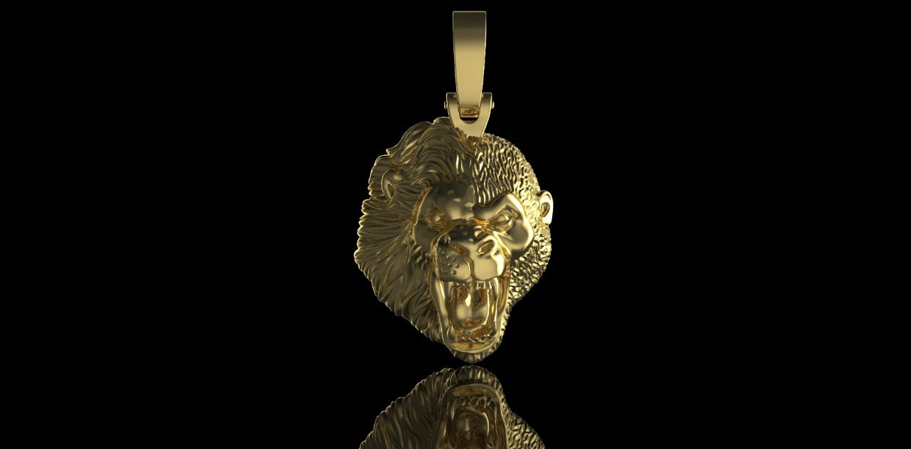 14K YELLOW GOLD 3D GORILLA HEAD PENDANT