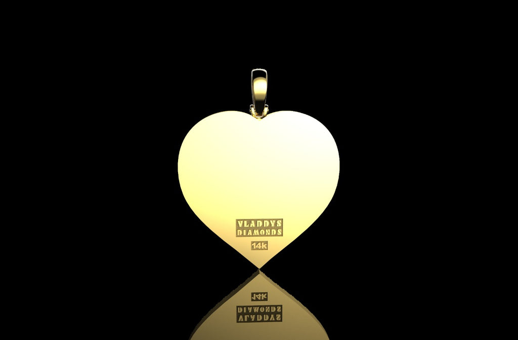 14k yellow gold Heart shaped diamond picture pendant